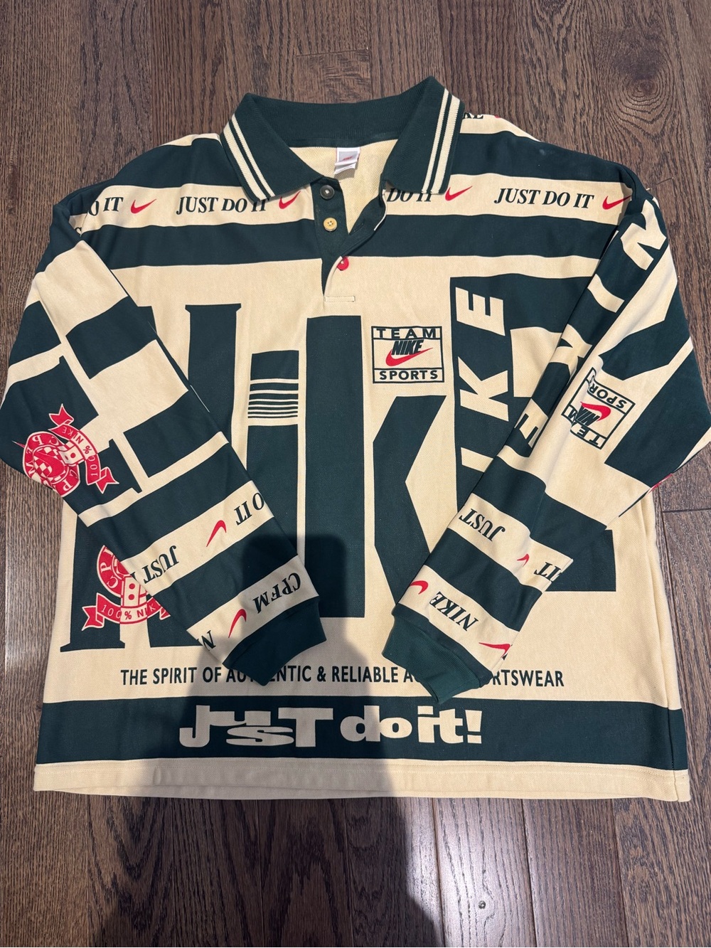Cactus Plant Flea Market X Nike Green and Cream Striped Polo